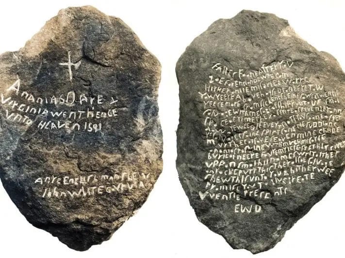 Two stones found by Louis Hammond which contain Dare's inscriptions 